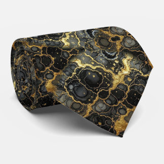 Formal Luxury Neck Tie | Marble Black & Gold