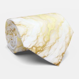 Formal Luxury Neck Tie | Marble White & Gold