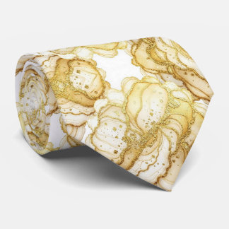 Formal Luxury Neck Tie | Marble White & Gold