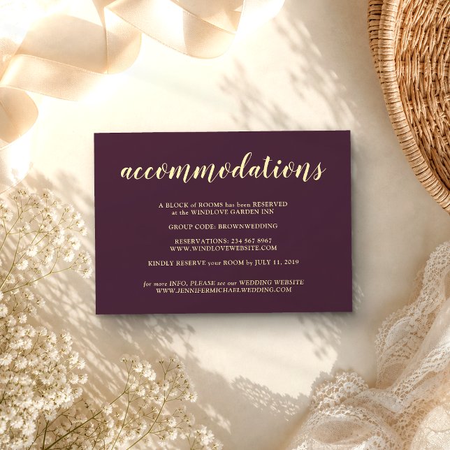 Formal Midnight Fig & Champagne Accommodations Enclosure Card (Creator Uploaded)