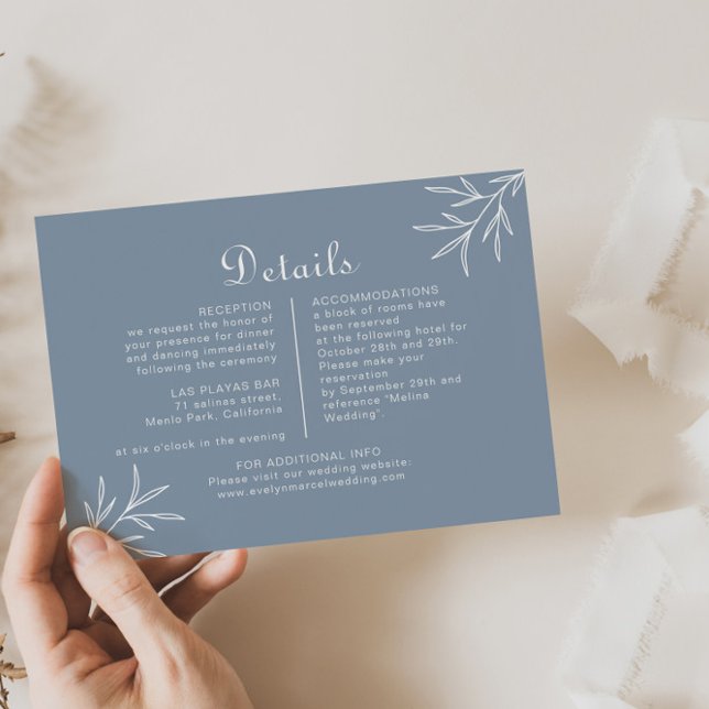 Formal Minimal Dusty Blue Wedding Details   Enclosure Card (Creator Uploaded)