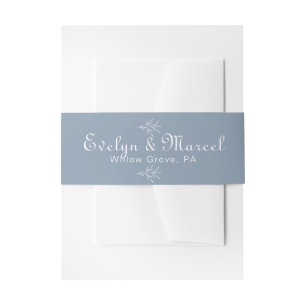 Formal Minimal Dusty Blue Wedding  Invitation Belly Band