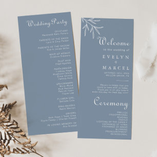 Formal Minimal Dusty Blue Wedding Program
