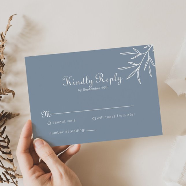Formal Minimal Dusty Blue Wedding RSVP Card (Creator Uploaded)