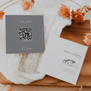 Formal Minimalist Grey and White Realtor  Square Business Card