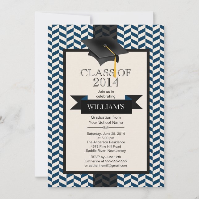 Formal Modern Chevron Graduation Party Invitation (Front)