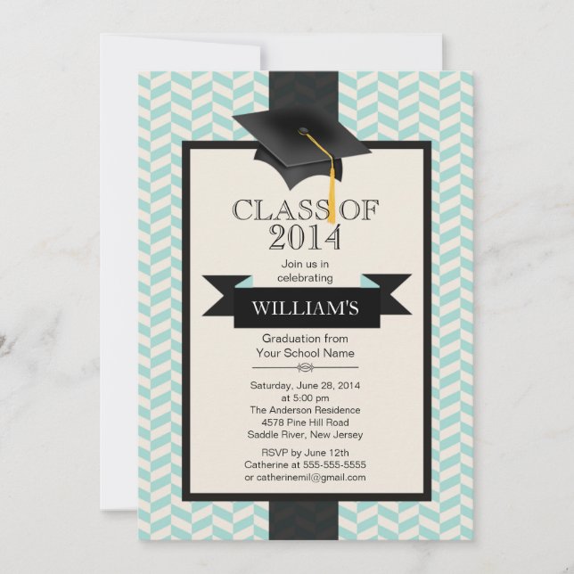Formal Modern Chevron Graduation Party Invitation (Front)