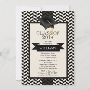 Formal Modern Chevron Graduation Party Invitation
