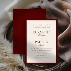 Formal Modern Classic Deep Burgundy Estate Wedding Invitation