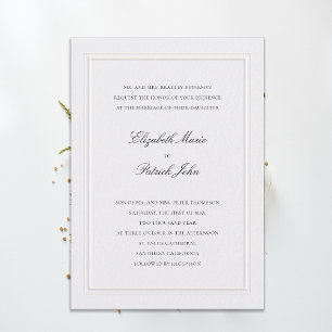 Formal Modern Classic Double Frame Pearl Wedding Invitation
