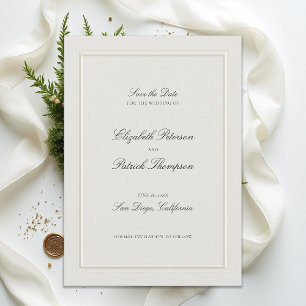 Formal Modern Classic Elegant Frame Ecru Wedding Save The Date