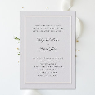 Formal Modern Classic Elegant Frame Ivory Wedding Invitation