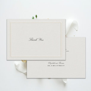 Formal Modern Classic Elevated Frame Ecru Wedding Thank You Card