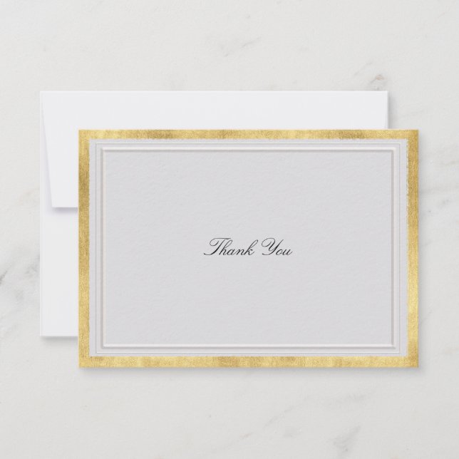 Formal Modern Classic Elevated Gold Ivory Wedding Thank You Card (Front)