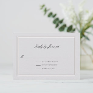 Formal Modern Classic Elevated Ivory Sm Wedding RSVP Card