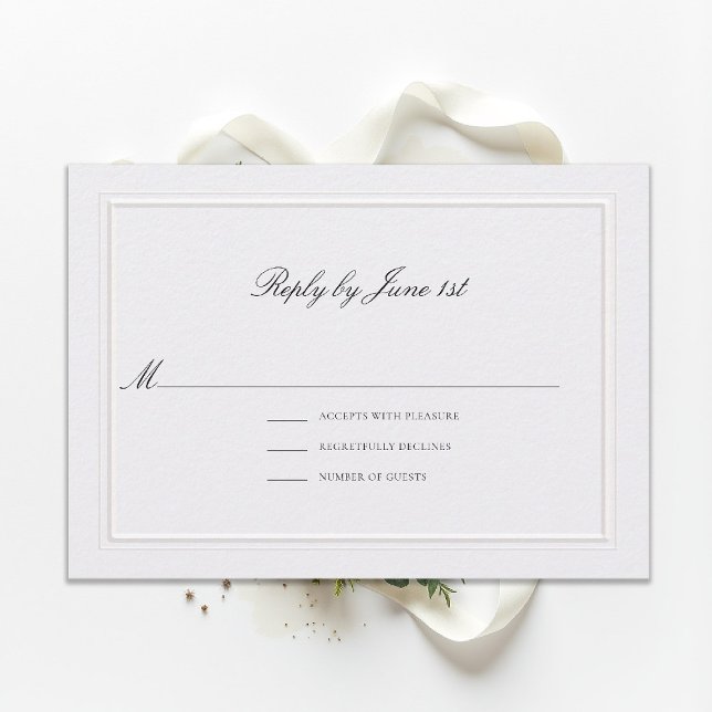 Formal Modern Classic Elevated Pearl Wedding RSVP (modern classic wedding rsvp reply double frame elevated pearl formal traditional calligraphy stately)