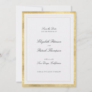 Formal Modern Classic Faux Gold Pearl Wedding Save The Date