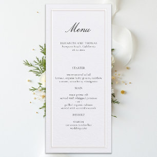 Formal Modern Classic Frame Pearl Elegant Wedding Menu