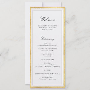 Formal Modern Classic Pearl Gold Wedding Program