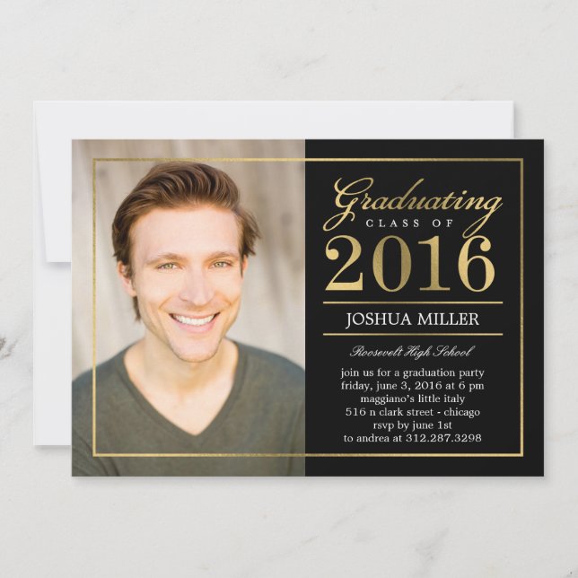 Formal Modern Editable Colour Graduation Invitatio Invitation (Front)