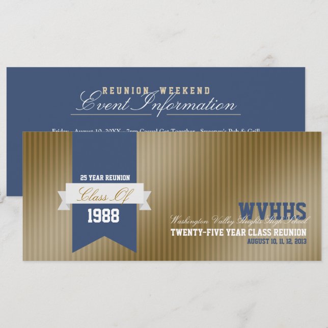 Formal Modern High School Reunion Invitation (Front/Back)