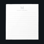 Formal Modern Simple Classic Pastel Grey Monogram Notepad<br><div class="desc">Classic Modern Simple Basic Professional Light Pastel Silver Grey Monogram Lined Notepad</div>