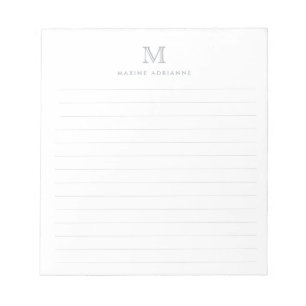 Formal Modern Simple Classic Pastel Grey Monogram Notepad