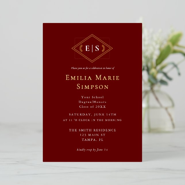 Formal Monogram Burgundy Graduation (Standing Front)