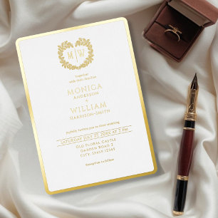 Formal Monogram Crest Wedding Foil Invitation