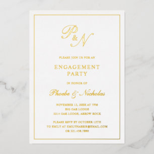 Formal Monogram Elegant Engagement Party Gold