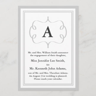 Formal Monogram Invitation in Grey