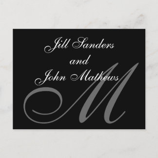 Formal Monogram M Save the Date Announcement Postcard