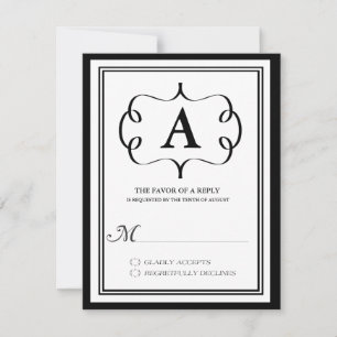 Formal Monogram RSVP Card in Black
