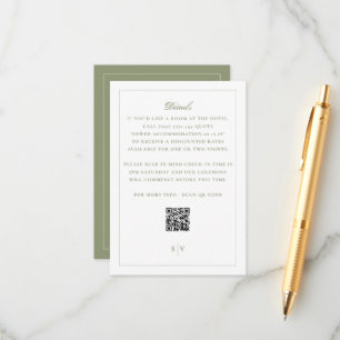 Formal Moss Green QR Code Wedding Enclosure Card