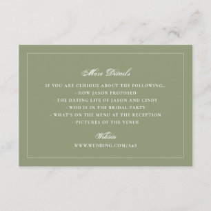 Formal Moss Green Wedding Website Details Enclosure Card