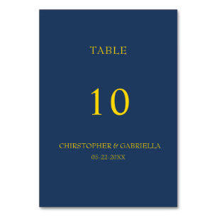 Formal Navy and Gold Simple Wedding Table Number