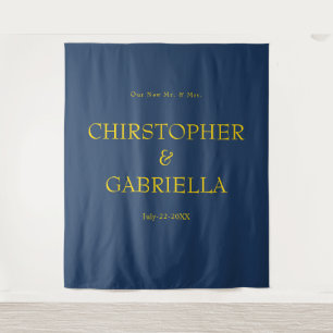 Formal Navy and Gold Simple Wedding Tapestry