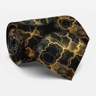 Formal Neck Tie | Marble Black & Gold