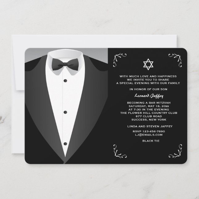 Formal Occasion Bar Mitzvah Invitation (Front)