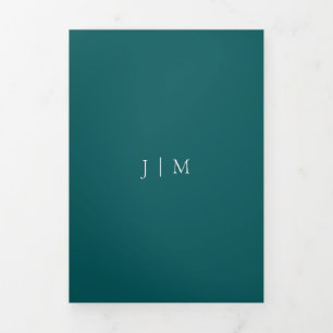 Formal Ocean Green Blue Modern Wedding Tri-Fold Card
