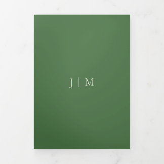 Formal Olive Green Modern Wedding Tri-Fold Card