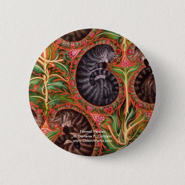 Formal Paisles, Formal Paisley Darlene P. Colt... 2 Inch Round Button (Front)