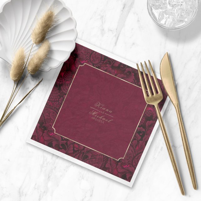 Formal Paisley Wedding  Burgundy ID767 Napkins (Creator Uploaded)