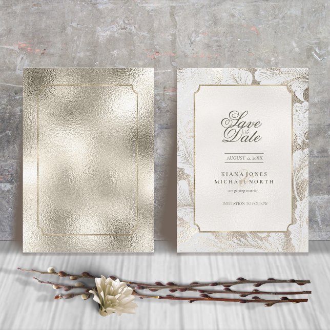 Formal Paisley Wedding Champagne ID767 Save The Date (Creator Uploaded)