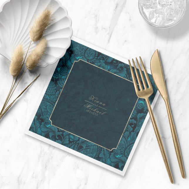 Formal Paisley Wedding Dark Teal ID767 Napkins (Creator Uploaded)