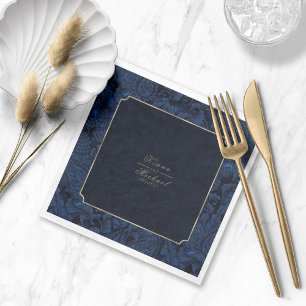 Formal Paisley Wedding Navy Blue ID767 Napkins