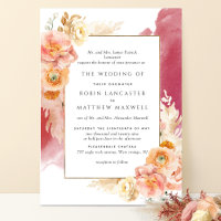 Formal Peach, Blush, Burgundy Watercolor Wedding