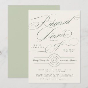 Formal Pistachio Rehearsal Dinner Invitation