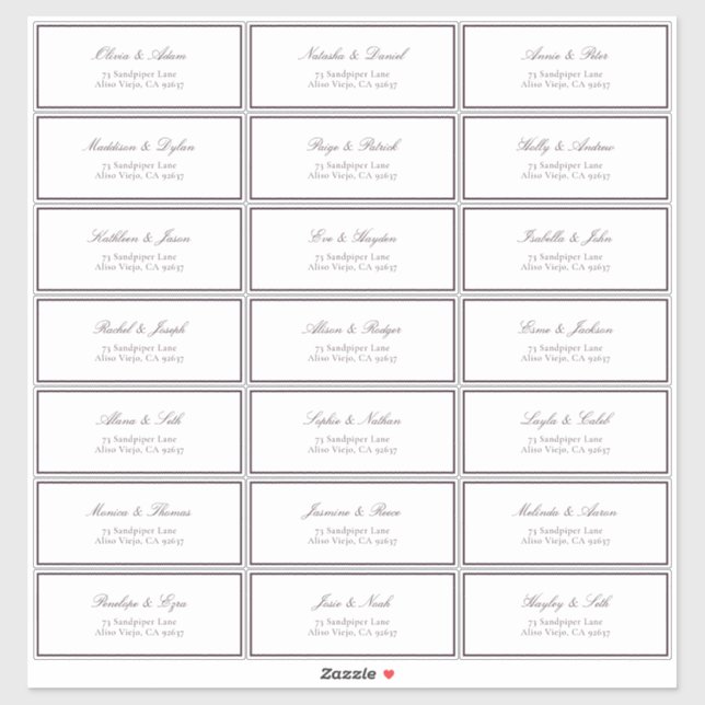 Formal Plum Classic Wedding Guest Address (Sheet)
