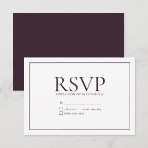 Formal Plum Classic Wedding RSVP Card